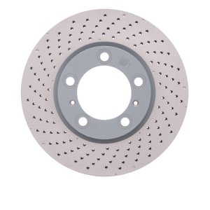 Porsche Boxster Brake Rotor (1) - Left Front - R1 Concepts - Drilled Carbon Alloy GeoMET - `13-`16